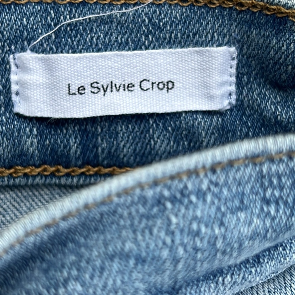FRAME Le Sylvie High Waist Raw Hem Crop Jeans Overturn Wash Waist 27 - Picture 4 of 12